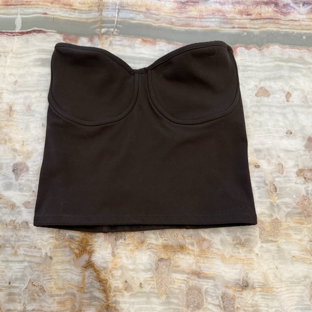 Joah Brown Brown Strapless Bustier Corset Crop Top Women